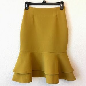 ModCloth Tiered Ruffle Pencil Skirt in Marigold